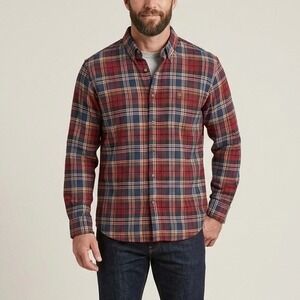 Kiel James Patrick Cozy Cabin Men's Flannel Shirt Red Blue Plaid Cotton Large